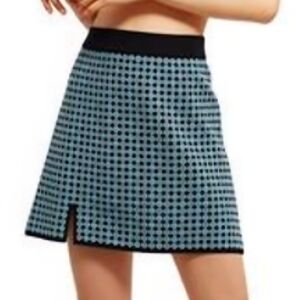 Alexa Chung Monogram Viscose Jaquard Skirt Size Small Stretchy Retro